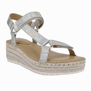 Nine West Glampin Espadrille Wedge Sandals - Silver - Ireland (ZH0164957)